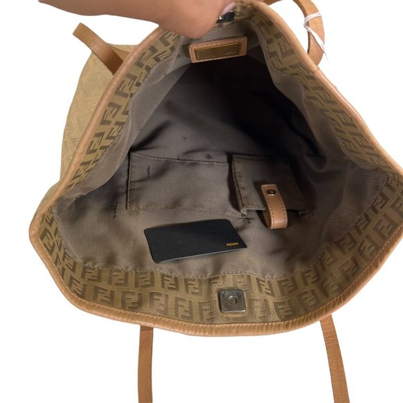 Authentic Fendi Tote Bag Canvas Used Handbag Vintage - Picture 10 of 11